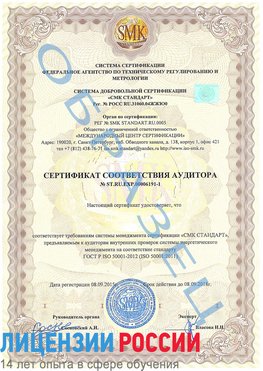 Образец сертификата соответствия аудитора №ST.RU.EXP.00006191-1 Солнечногорск Сертификат ISO 50001